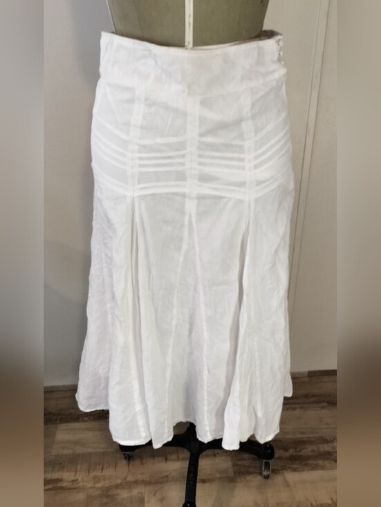 la naturelle Dresses & Skirts - Women's White Maxi Skirt with Paneled Pleat Details